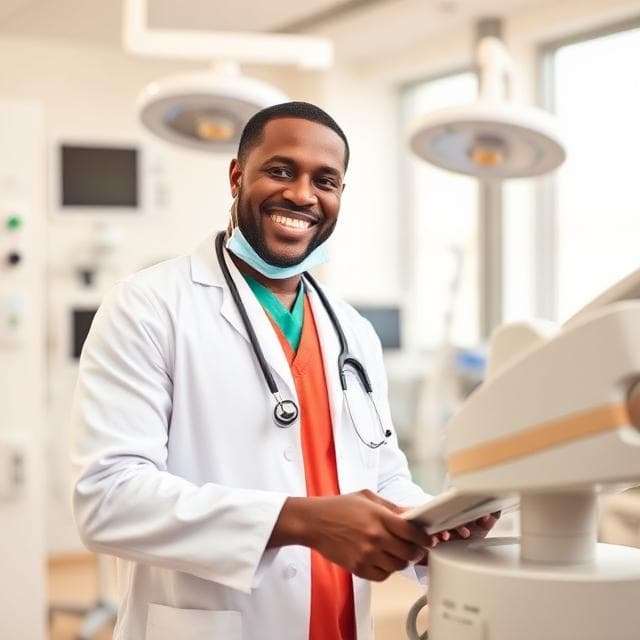 Satisfied healthcare professional using our equipment